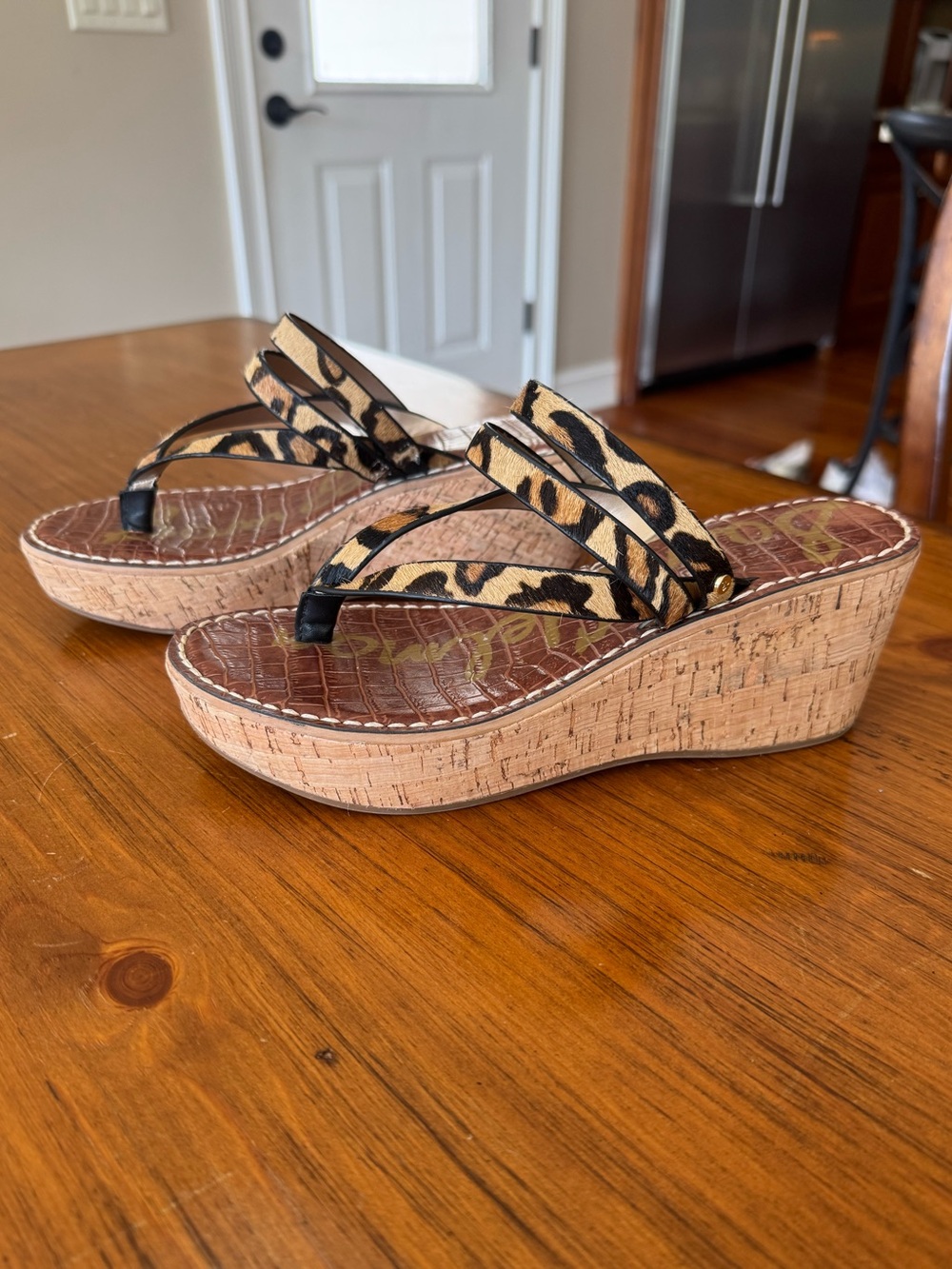Y2K Leopard Print Strappy Wedge Sandals